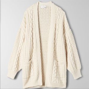 ISO wilfred free aritzia braya cable knit cardigan (lantern sleeves)